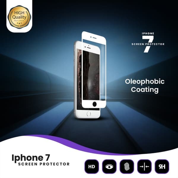 iPhone 7 Vit - Härdat Glas 9H-Super Kvalitet 3D Skärmskydd
