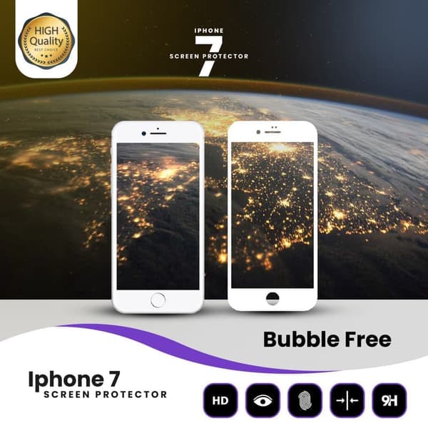 iPhone 7 Vit - Härdat Glas 9H-Super Kvalitet 3D Skärmskydd
