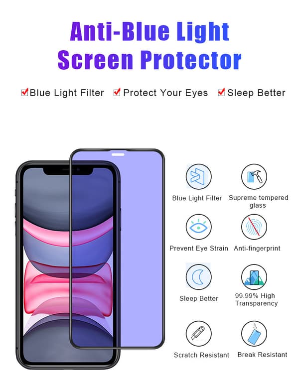 Anti-blå- iPhone 7/8/SE 2020/SE2022 hærdet glas 9H skærmbeskytter  (4,7 tommer) -3-PACK