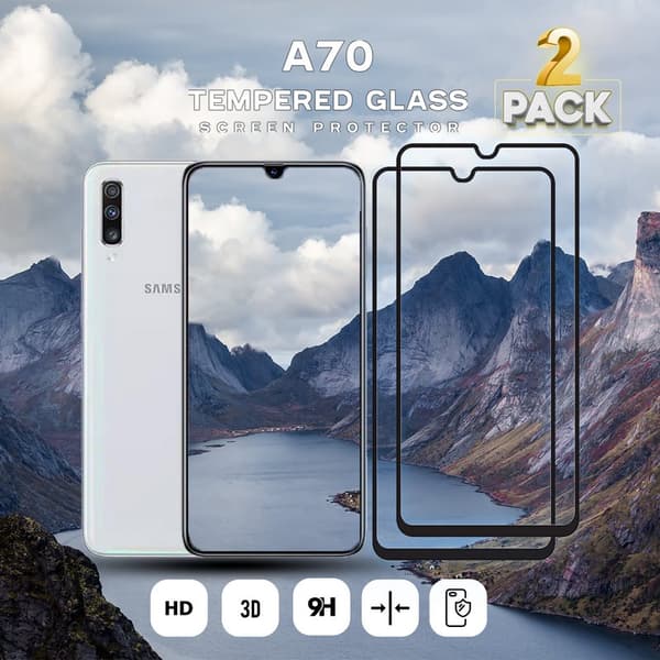 2-Pack Samsung Galaxy A70 - Härdat Glas 9H – Super Kvalitet 3D Skärmskydd