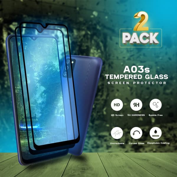 2-Pack Samsung Galaxy A03s - Härdat Glas 9H - Super Kvalitet 3D Skärmskydd