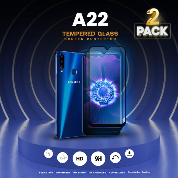 2-Pack Samsung Galaxy A22 - Härdat Glas 9H - Super Kvalitet 3D Skärmskydd