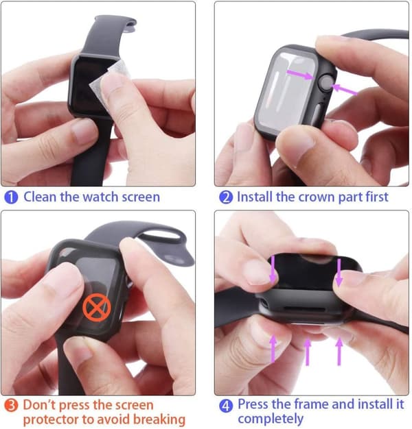 Apple watch series 7/8/9 - 45mm : Shell med skærmbeskytter