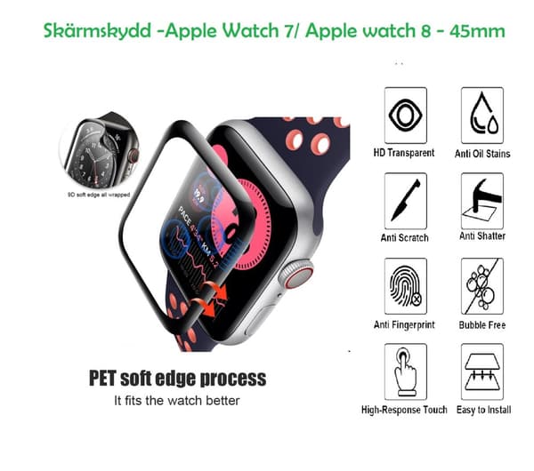 Skärmskydd -Apple Watch Series 7/8/9- 45mm - 2 PACK