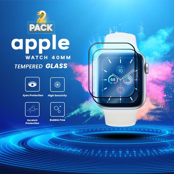 2-Pack Apple Watch 40mm - Härdat glas 9H - Super kvalitet 3D Skärmskydd