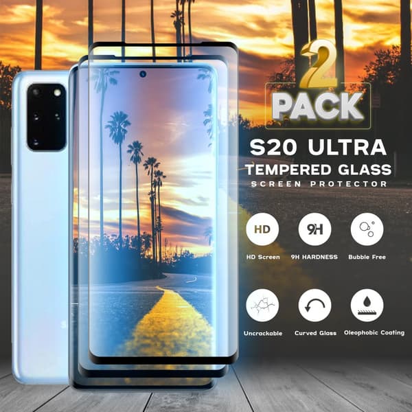 2-Pack Samsung Galaxy S20 ULTRA - Härdat glas 9H-Super kvalitet 3D Skärmskydd