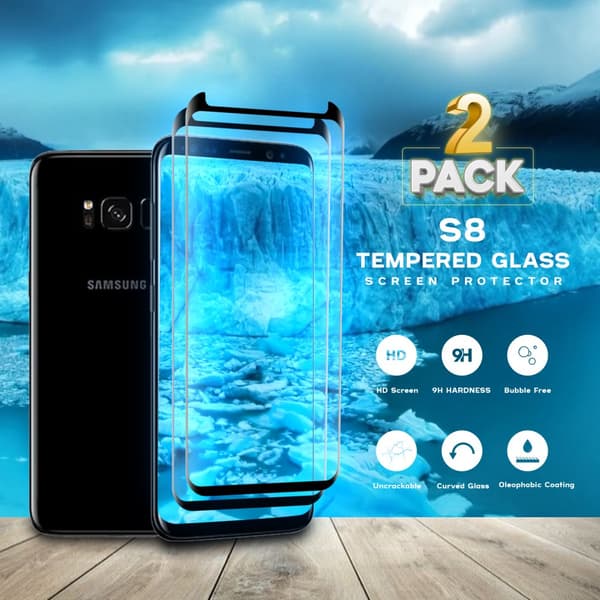 2-Pack Samsung Galaxy S8 - Härdat Glas 9H - Super Kvalitet 3D Skärmskydd