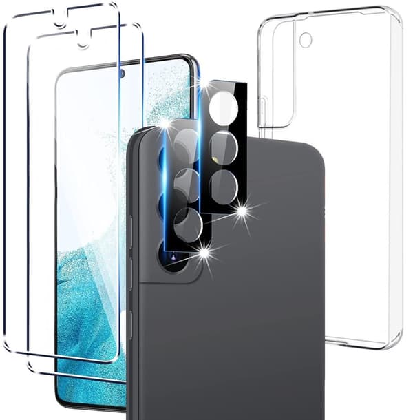 5-Pack Samsung Galaxy S22+ Härdat glas + Lins + Silkon Skal Galaxy S22