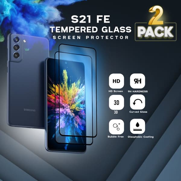 2-Pack Samsung Galaxy S21 FE - Härdat glas 9H-Super kvalitet 3D Skärmskydd
