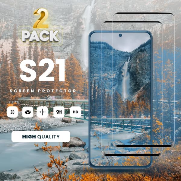 2-Pack Samsung Galaxy S21 5G - Härdat glas 9H-Super kvalitet 3D Skärmskydd