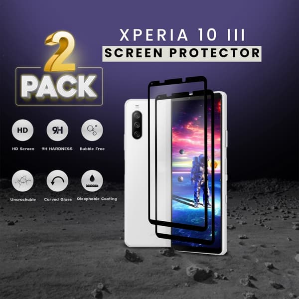 2 Pack Sony Xperia 10 III - Härdat glas 9H - Super Kvalitet 3D Skärmskydd