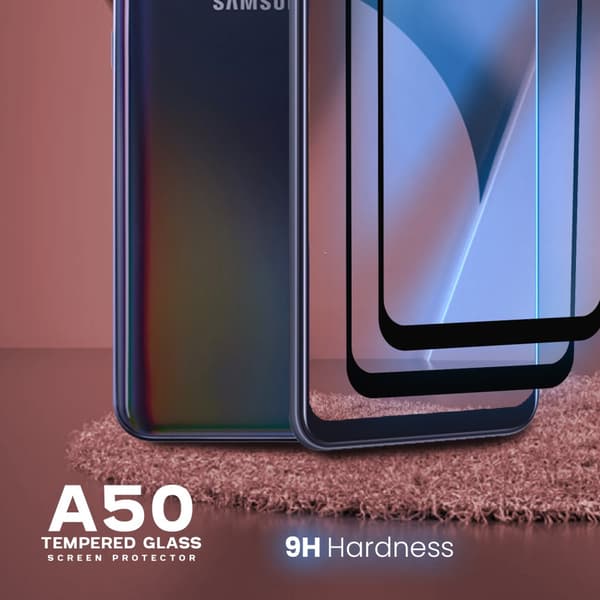 2 Pack Samsung Galaxy A50- Härdat Glas 9H - Super kvalitet 3D Skärmskydd
