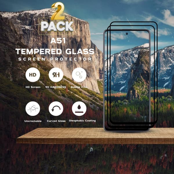 2-Pack Samsung Galaxy A51 - Härdat Glas 9H - Super Kvalitet 3D Skärmskydd