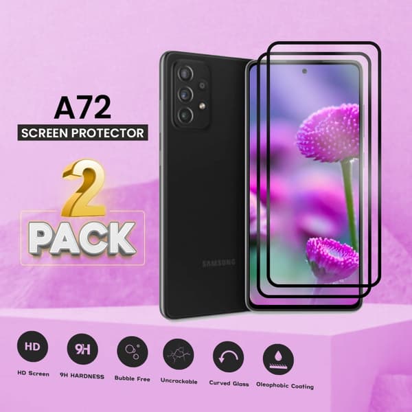 2-Pack Samsung Galaxy A72 - Härdat Glas 9H - Super kvalitet 3D Skärmskydd