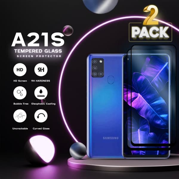 2-Pack Samsung Galaxy A21s - Härdat Glas 9H - Super Kvalitet 3D Skärmskydd