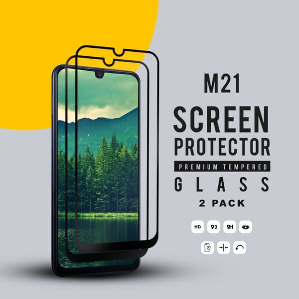 2 Pack Samsung Galaxy M21 - Härdat Glas 9H - Super kvalitet 3D Skärmskydd