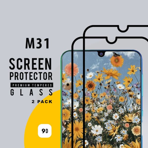 2 Pack Samsung Galaxy M31 - Härdat Glas 9H - Super kvalitet 3D Skärmskydd
