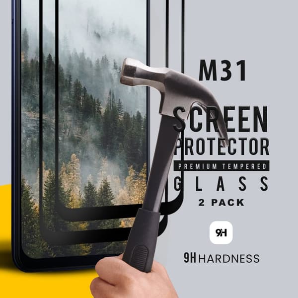 2 Pack Samsung Galaxy M31 - Härdat Glas 9H - Super kvalitet 3D Skärmskydd
