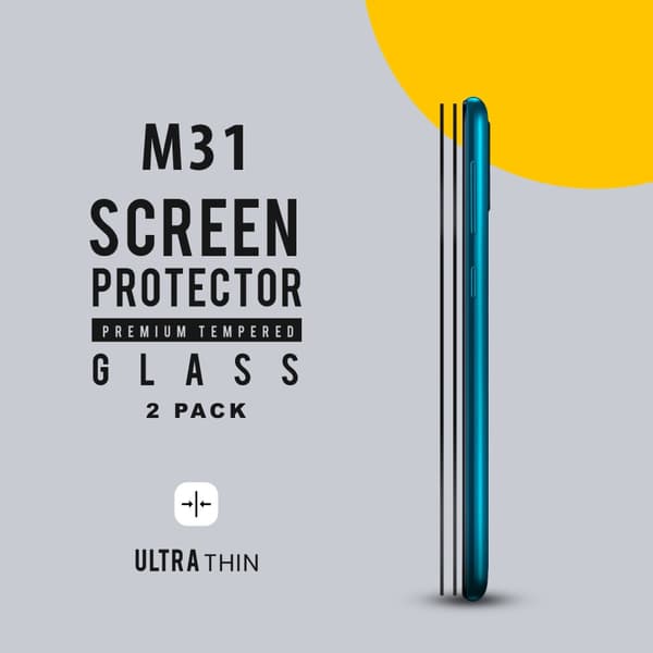 2 Pack Samsung Galaxy M31 - Härdat Glas 9H - Super kvalitet 3D Skärmskydd