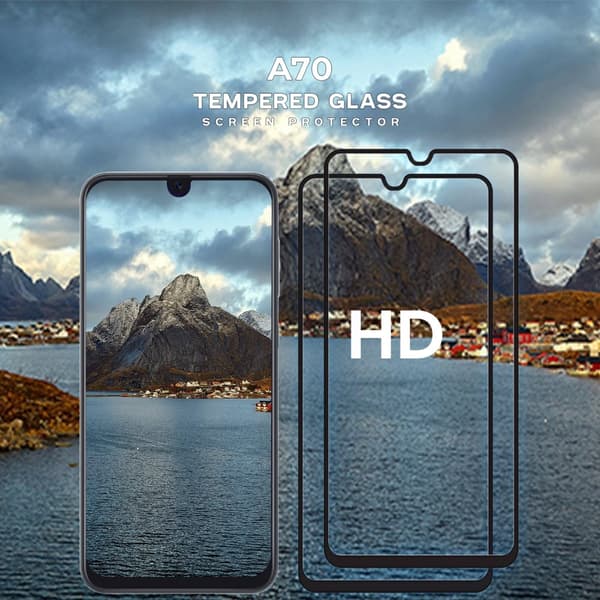 2 Pack Samsung Galaxy A70- Härdat Glas 9H - Super kvalitet 3D Skärmskydd