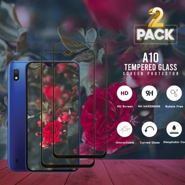 2 Pack Samsung Galaxy A10 - Härdat Glas 9H - Super kvalitet 3D Skärmskydd