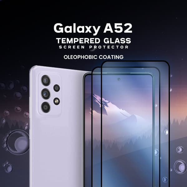 2 Pack Samsung Galaxy A52 - Härdat Glas 9H - Super kvalitet 3D Skärmskydd