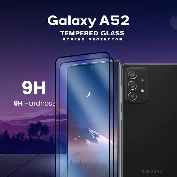 2 Pack Samsung Galaxy A52 - Härdat Glas 9H - Super kvalitet 3D Skärmskydd