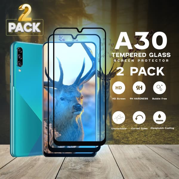 2 Pack Samsung Galaxy A30 - Härdat Glas 9H - Super kvalitet 3D Skärmskydd