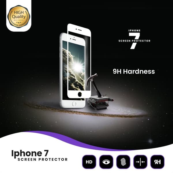 Iphone 7 Vit - 9H Härdat Glas - 3D Skärmskydd