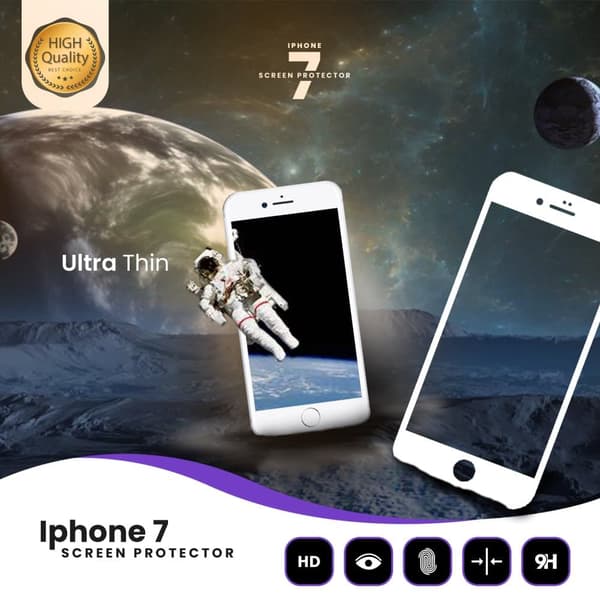 Iphone 7 Vit - 9H Härdat Glas - 3D Skärmskydd