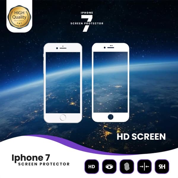 Iphone 7 Vit - 9H Härdat Glas - 3D Skärmskydd