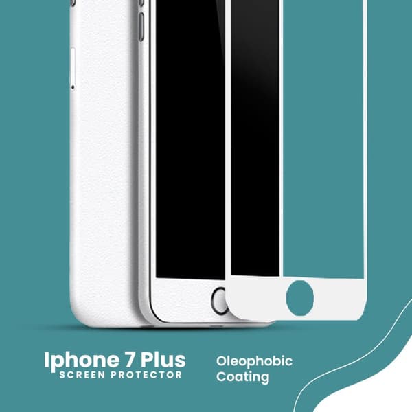 Iphone 7 PLUS Vit - 9H Härdat Glas - 3D Skärmskydd