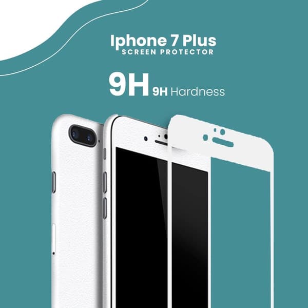 Iphone 7 PLUS Vit - 9H Härdat Glas - 3D Skärmskydd