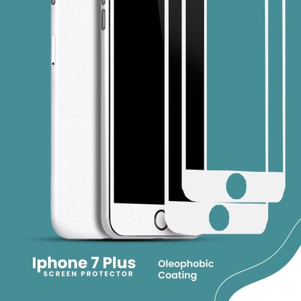 2-PACK Iphone 7 PLUS Vit - 9H Härdat Glas - 3D Skärmskydd