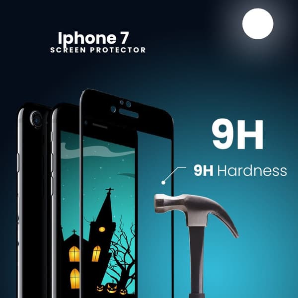 Iphone 7 SVART - 9H Härdat Glas - 3D Skärmskydd