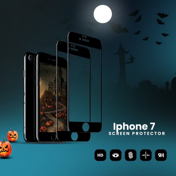 2-PACK Iphone 7 Svart - 9H Härdat Glas - 3D Skärmskydd