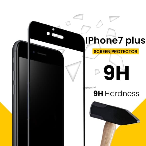 Iphone 7 plus SVART - 9H Härdat Glas - 3D Skärmskydd