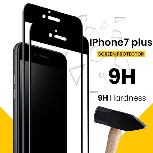 2-PACK Iphone 7 plus Svart - 9H Härdat Glas - 3D Skärmskydd