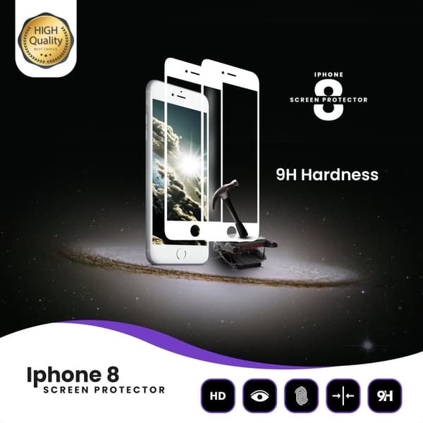 2-PACK Iphone 8 Vit - 9H Härdat Glas - 3D Skärmskydd