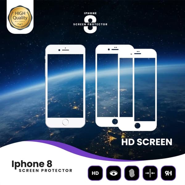 2-PACK Iphone 8 Vit - 9H Härdat Glas - 3D Skärmskydd