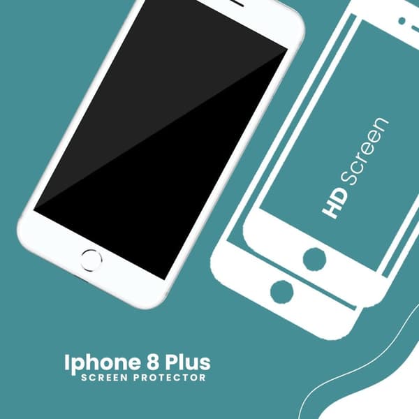 2-PACK Iphone 8 plus Vit - 9H Härdat Glas - 3D Skärmskydd