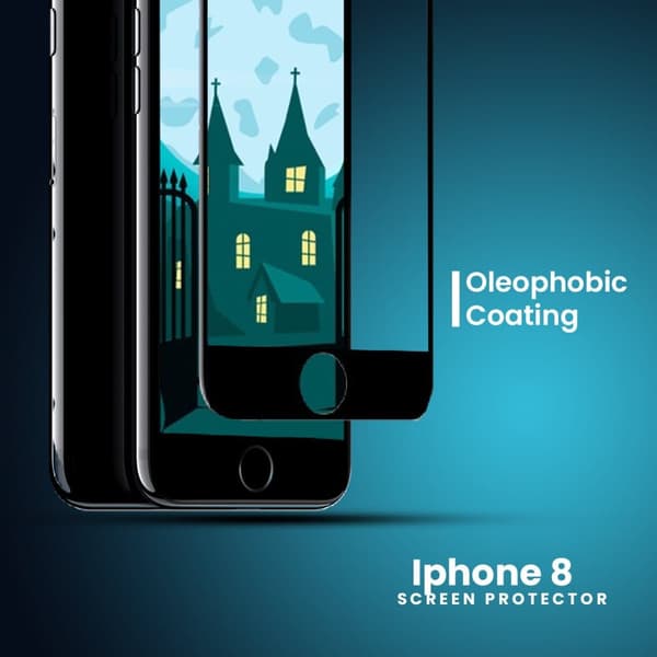 Iphone 8 SVART - 9H Härdat Glas - 3D Skärmskydd