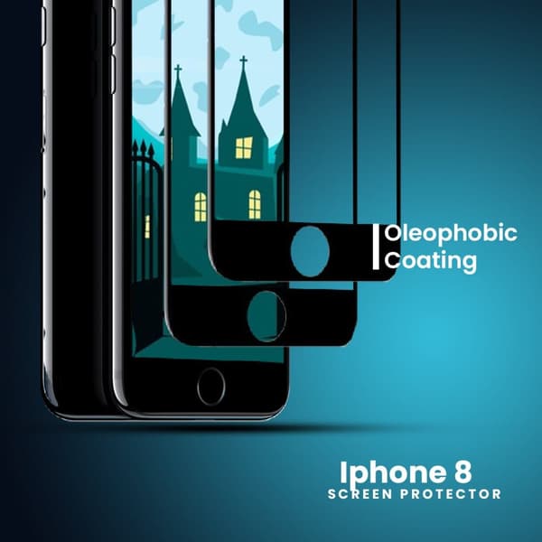 2-PACK Iphone 8 Svart - 9H Härdat Glas - 3D Skärmskydd