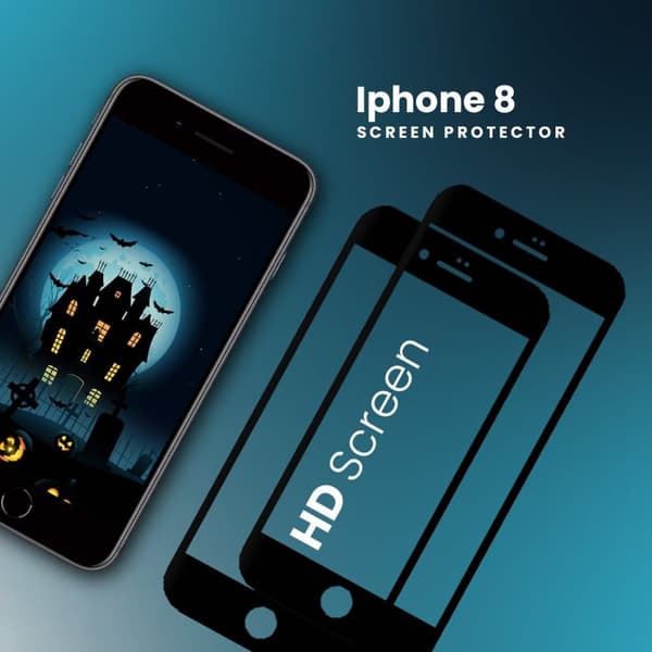 2-PACK Iphone 8 Svart - 9H Härdat Glas - 3D Skärmskydd