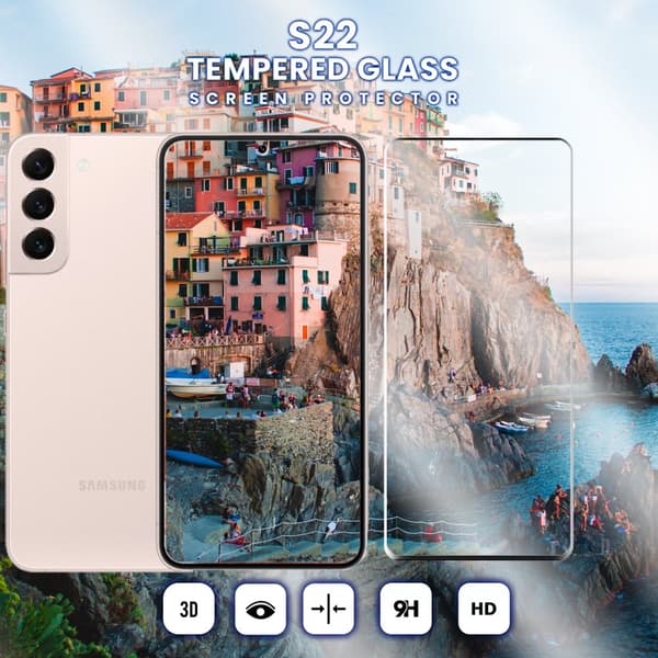 Samsung Galaxy S22 - Härdat Glas 9H - Super Kvalitet 3D Skärmskydd