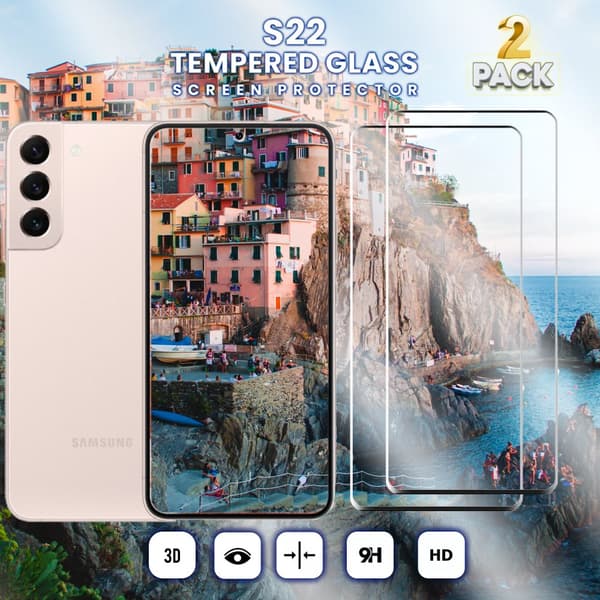 2-Pack Samsung Galaxy S22 - Härdat Glas 9H - Super Kvalitet 3D Skärmskydd