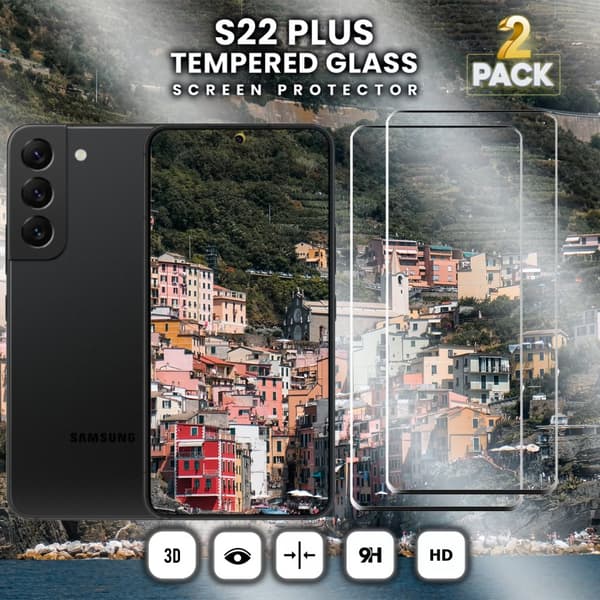 2-Pack Samsung Galaxy S22 Plus - Härdat Glas 9H - Super Kvalitet 3D Skärmskydd