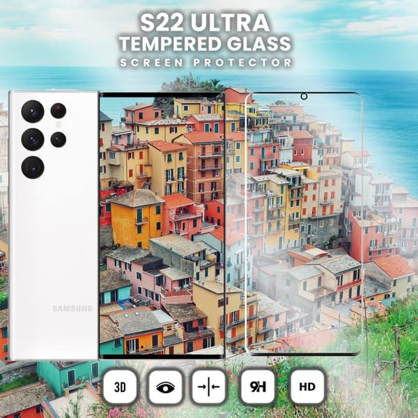Samsung Galaxy S22 Ultra - Härdat Glas 9H - Super Kvalitet 3D Skärmskydd