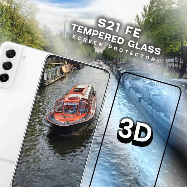 Samsung Galaxy S21 FE - Härdat glas 9H - Super kvalitet 3D Skärmskydd