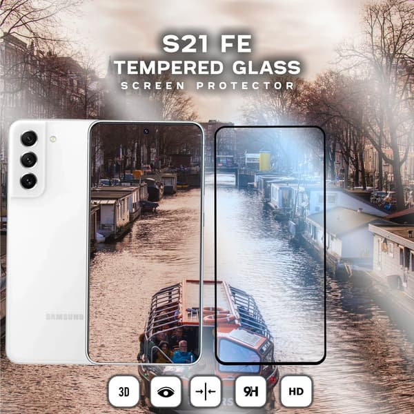 Samsung Galaxy S21 FE - Härdat glas 9H - Super kvalitet 3D Skärmskydd